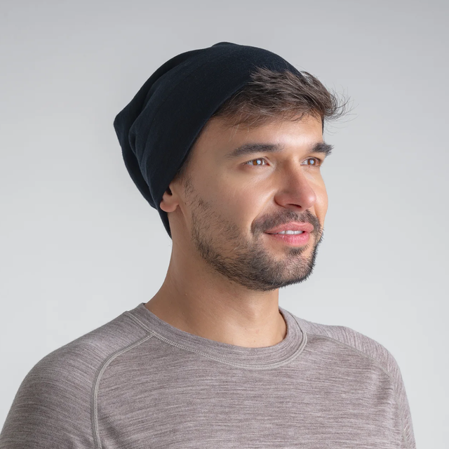 Hejma Merino Slouchy Beanie — Black