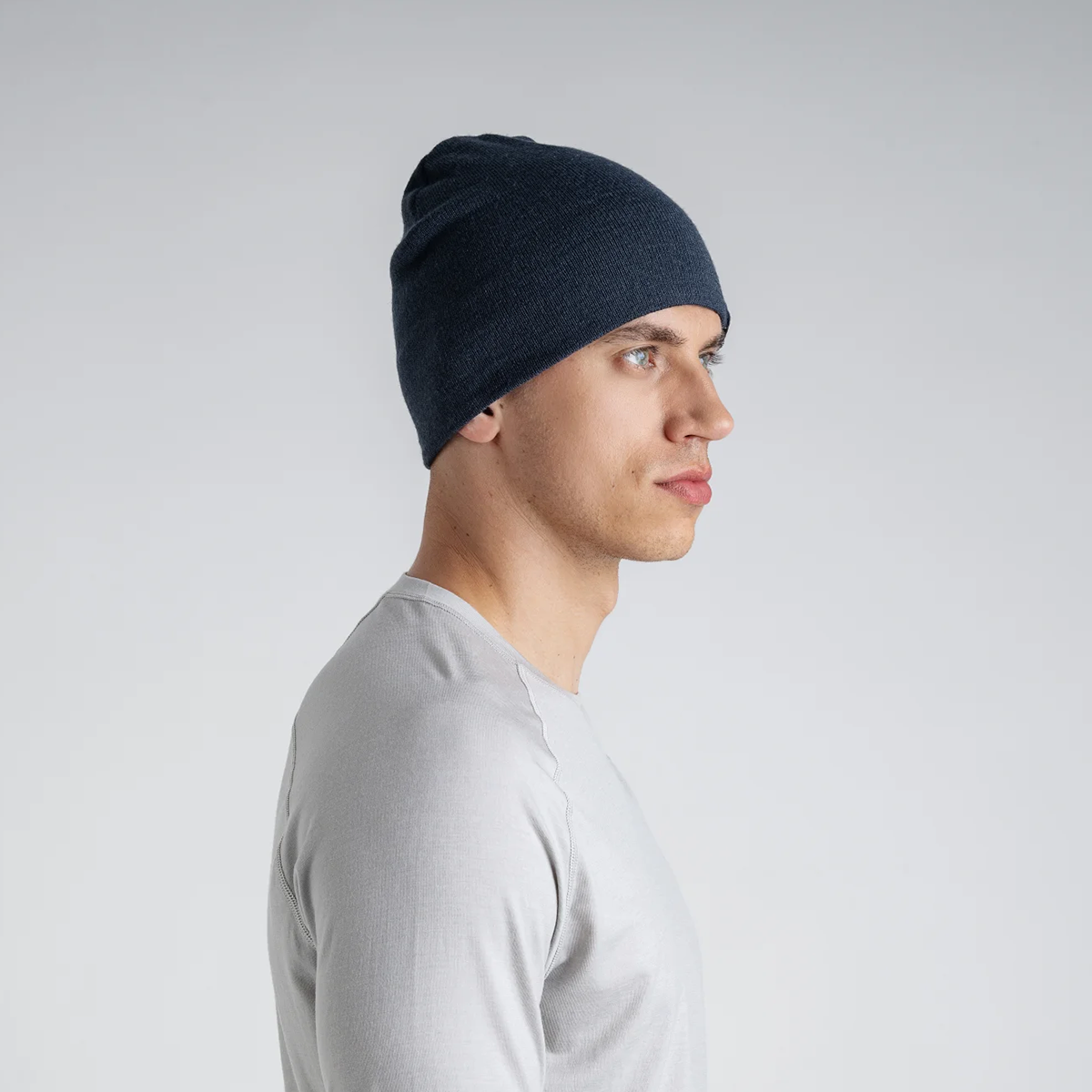 Signo Merino Beanie — Grey Navy