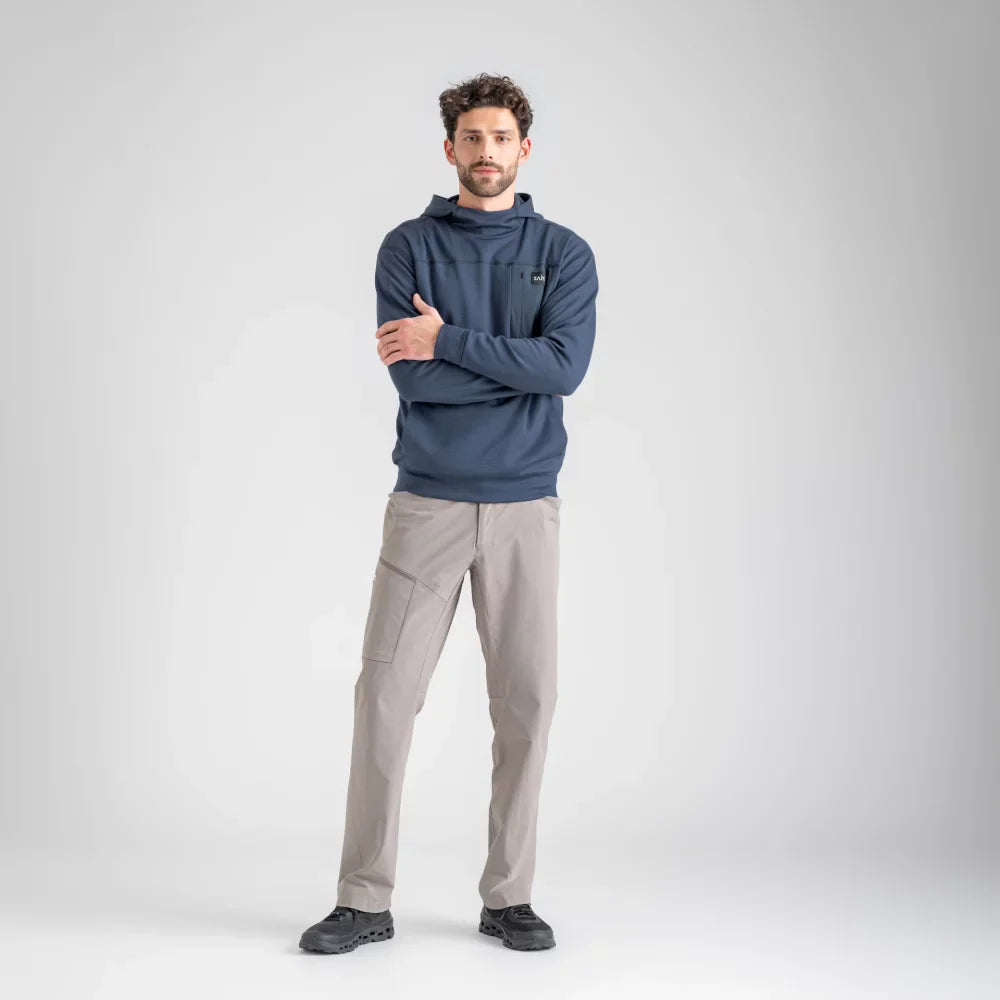 Vespero, felpa con cappuccio in lana merino da uomo, colore Navy