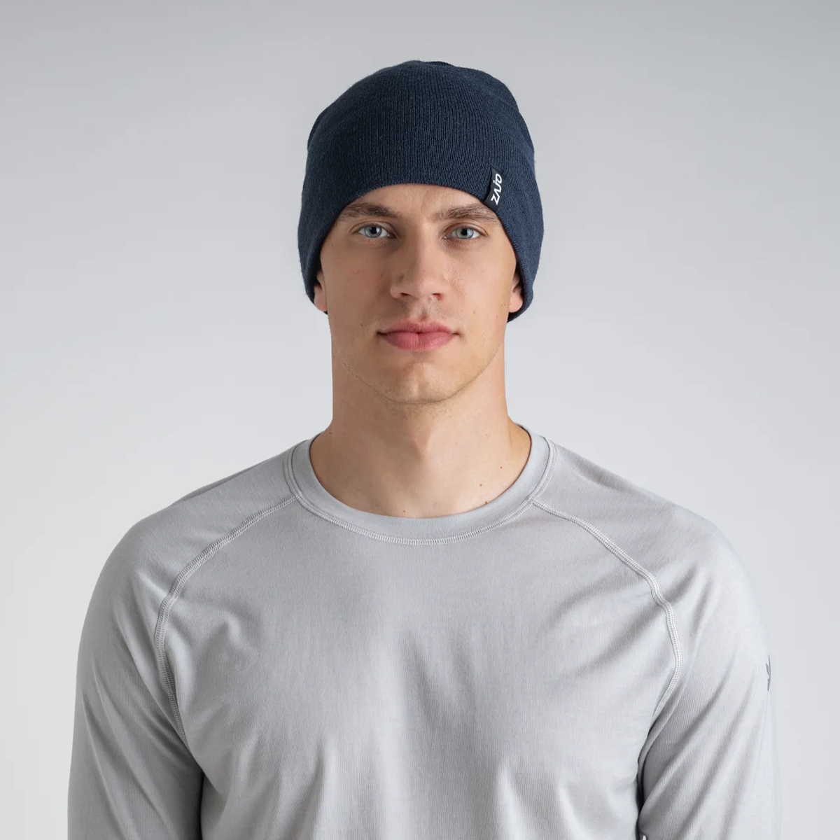 Signo Merino Beanie — Grey Navy