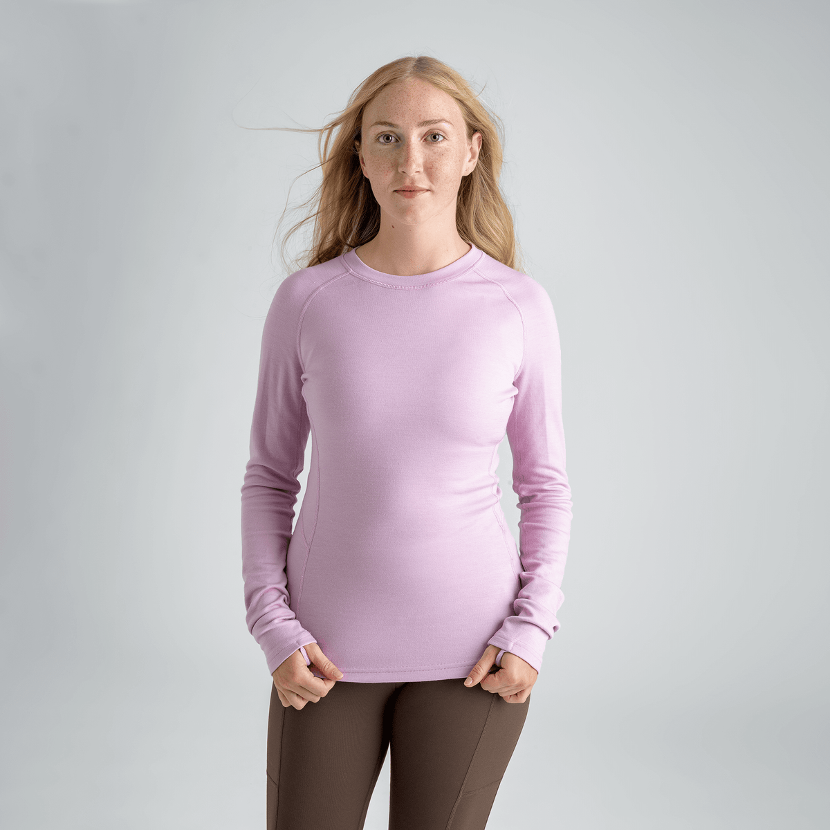 Hejma, maglia a maniche lunghe in lana merino da donna, colore Grape Mauve