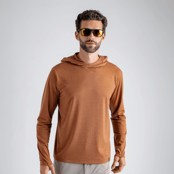 Kora, felpa con cappuccio in lana merino da uomo, colore Decadent Red