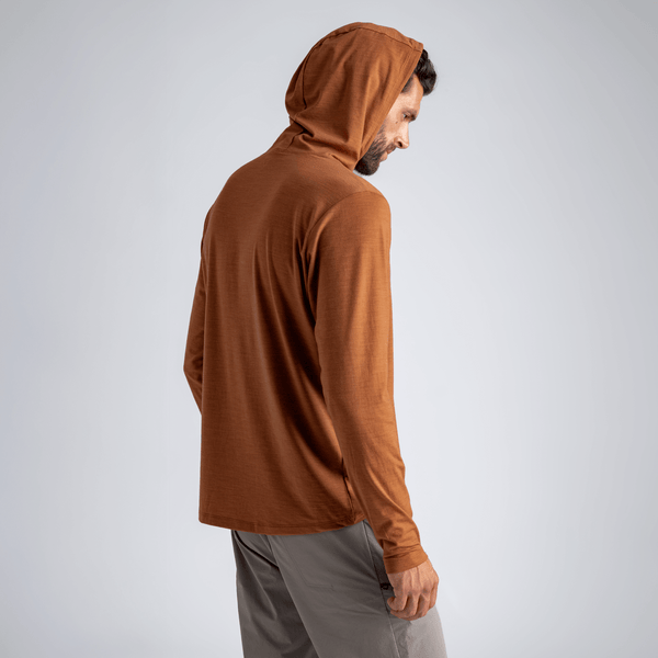 Kora, felpa con cappuccio in lana merino da uomo, colore Decadent Red