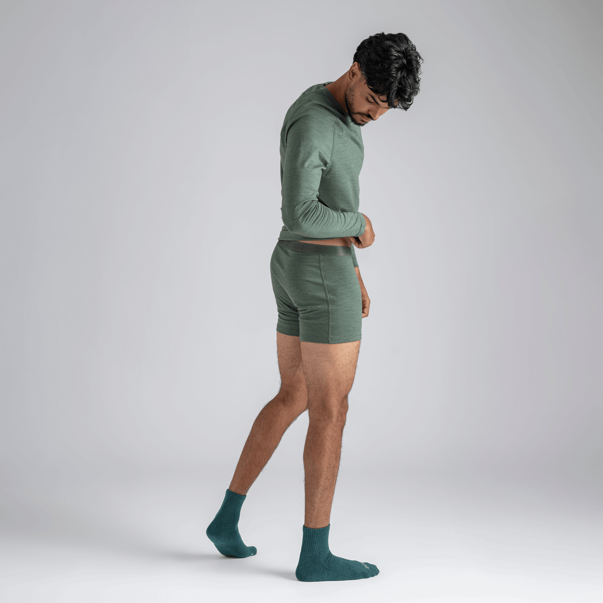 Senti, boxer in lana merino da uomo, colore Thyme Green