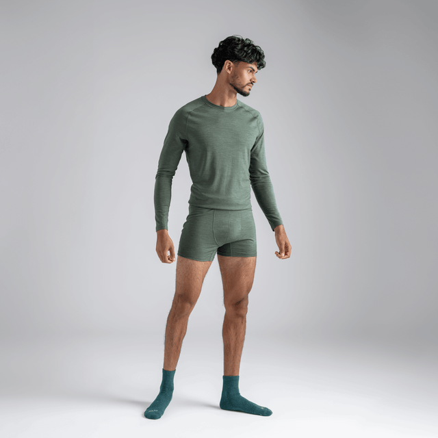 Senti, boxer in lana merino da uomo, colore Thyme Green